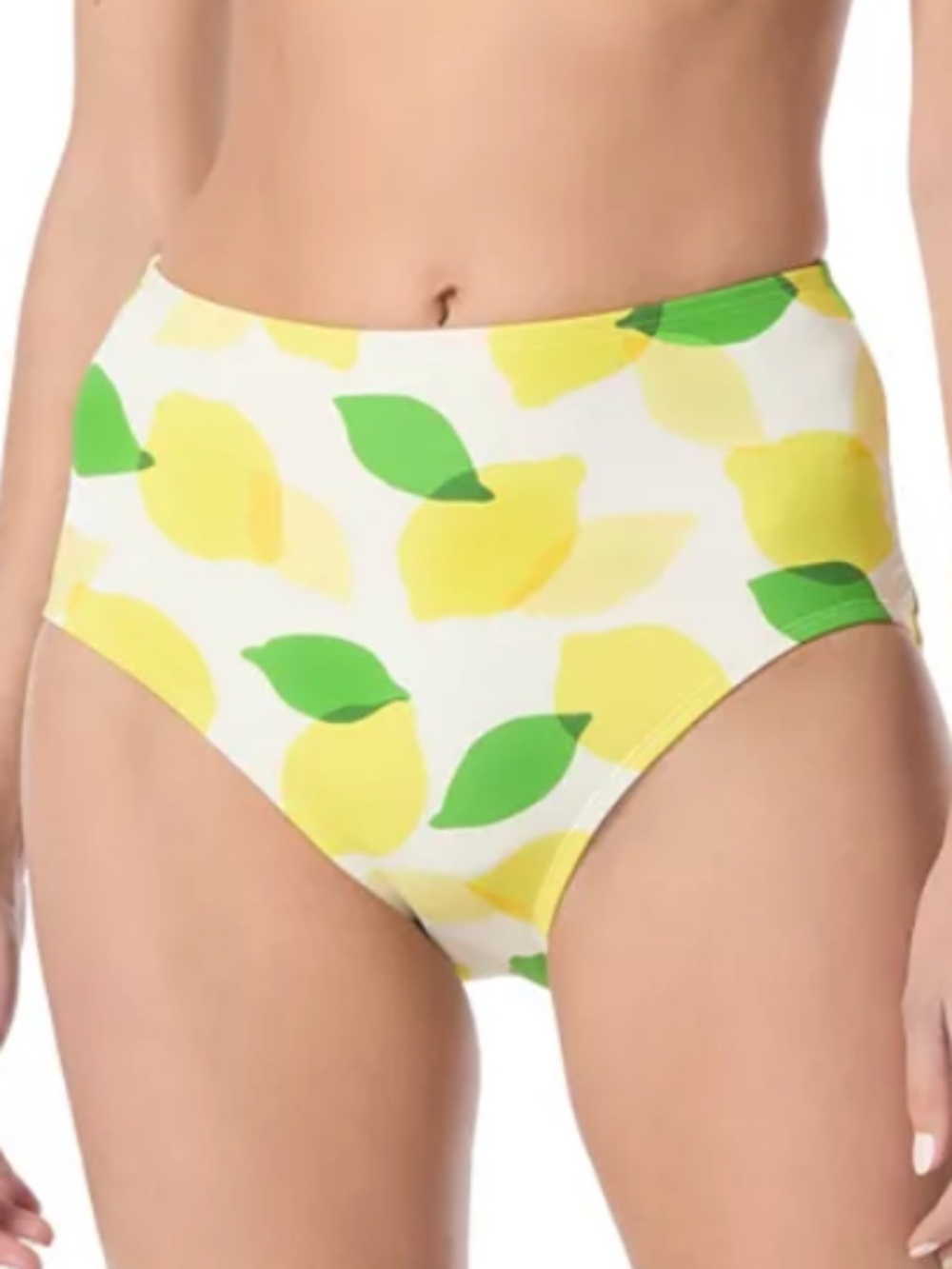 Kate Spade Womens Lemon Summer Printed High Waist Swim Bottoms Medium